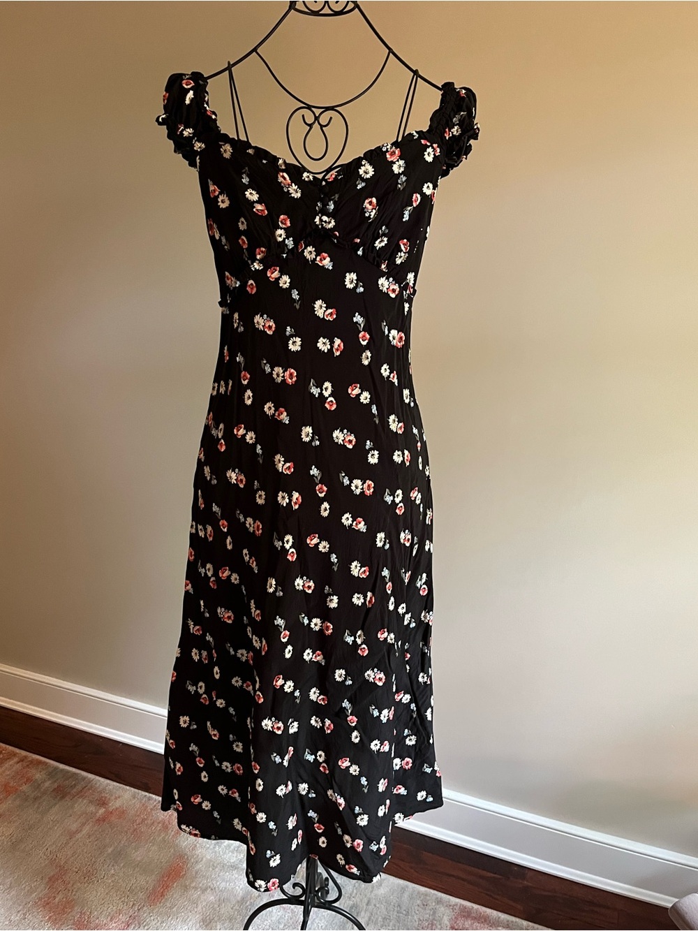 GAP Black Floral sundress midi women’s medium